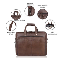 Álvaro : Genuine Leather Laptop Office Bag Chiku