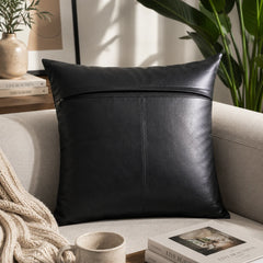 Genuine Leather Square Cushion Cover Black