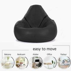 Luxury Genuine Leather Bean Bag Black
