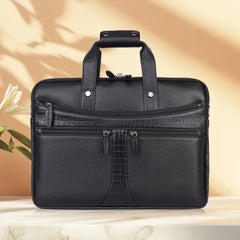 LUXOR : Genuine Leather Laptop Office Bag Black