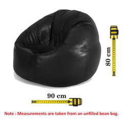 Genuine Cowhide Leather Beanbag Black