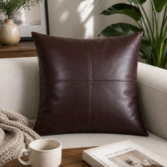 Genuine Leather Square Cushion Cover Brown