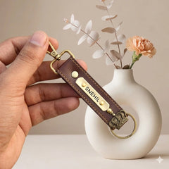 Customized Artificial Leather Keychain with Doc Curry Brown