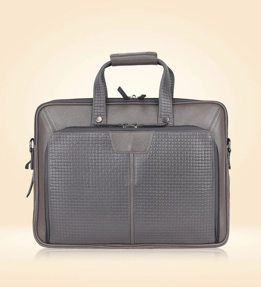 Álvaro : Genuine Leather Laptop Office Bag Grey