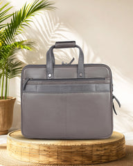 Álvaro : Genuine Leather Laptop Office Bag Gray