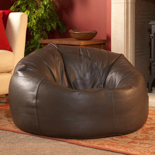 Handcrafted Genuine Leather Bean Bag Chair Brown