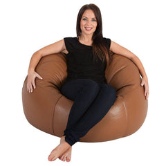 Genuine Cowhide Leather Beanbag Tan