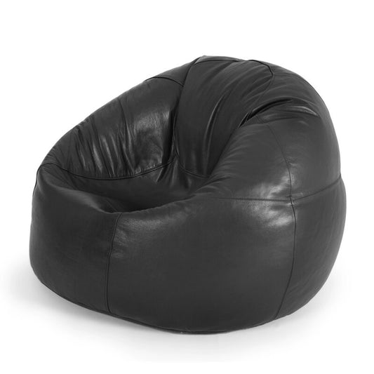 Genuine Cowhide Leather Beanbag Black