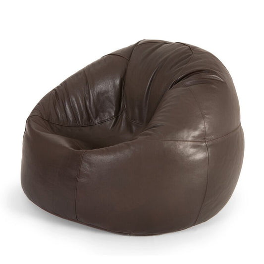 Genuine Cowhide Leather Beanbag Brown