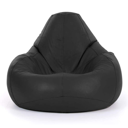 Premium Black Genuine Leather Bean Bag Chair