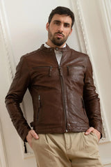 Men's Genuine Brown Leather Jacket MLJ 03