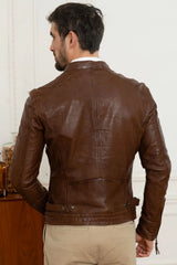 Men's Genuine Brown Leather Jacket MLJ 03