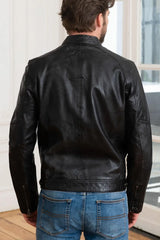 Men's Genuine Black Leather Jacket MLJ 05