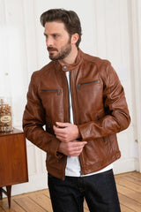 Men's Genuine Brown Leather Jacket MLJ 06