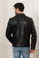 Men's Genuine Black Leather Jacket MLJ 10