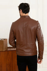 Men's Genuine Brown Leather Jacket MLJ 12