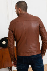 Men's Genuine Tan Leather Jacket MLJ 17
