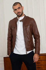 Men's Genuine Brown Leather Jacket MLJ 18