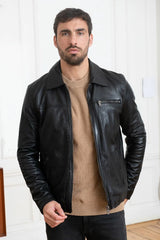 Men's Genuine Black Leather Jacket MLJ 28