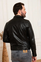 Men's Genuine Black Leather Jacket MLJ 31