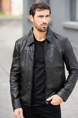 Men's Genuine Black Leather Jacket MLJ 33