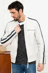 Men's Genuine White Leather Jacket MLJ 35