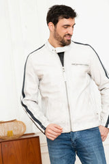 Men's Genuine White Leather Jacket MLJ 35