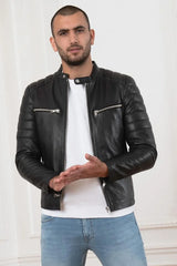 Men's Genuine Black Leather Jacket MLJ 36