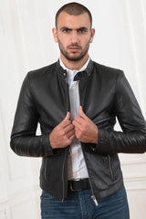 Men's Genuine Black Leather Jacket MLJ 37