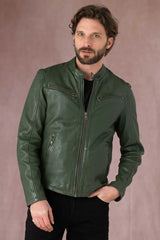 Men's Genuine Green Leather Jacket MLJ 42