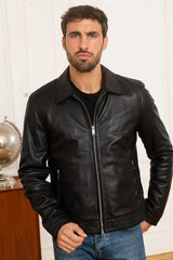 Men's Genuine Black Leather Jacket MLJ 43