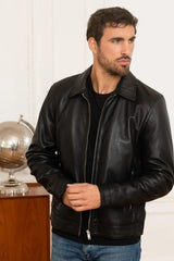 Men's Genuine Black Leather Jacket MLJ 43