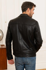 Men's Genuine Black Leather Jacket MLJ 43