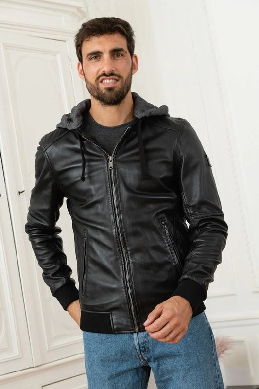 Men's Genuine Black Leather Jacket MLJ 45