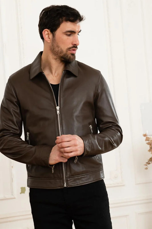 Men's Genuine Brown Leather Jacket MLJ 46