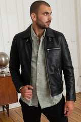 Men's Genuine Black Leather Jacket MLJ 48