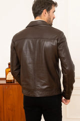 Men's Genuine Brown Leather Jacket MLJ 50