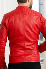 Men's Genuine Red Leather Jacket MLJ 52