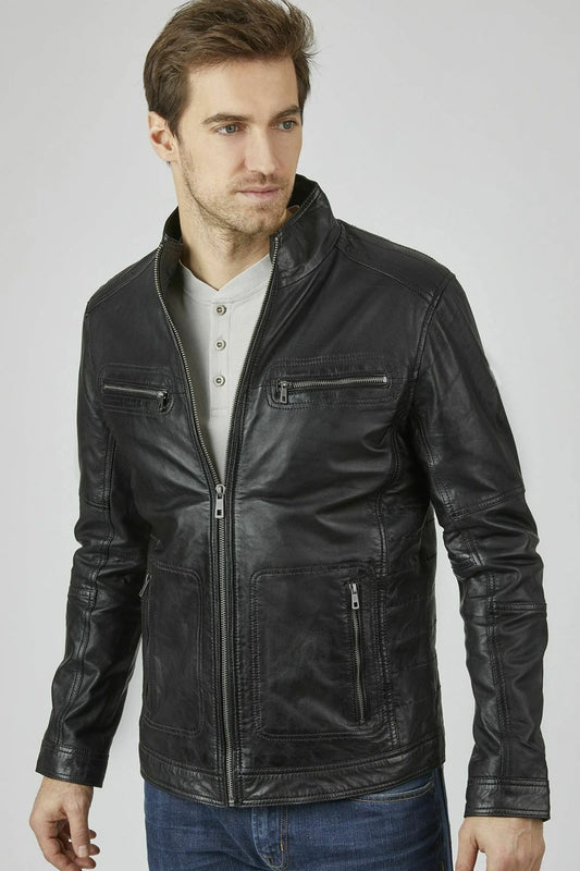 Men's Genuine Black Leather Jacket MLJ 54