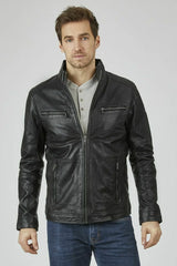 Men's Genuine Black Leather Jacket MLJ 54