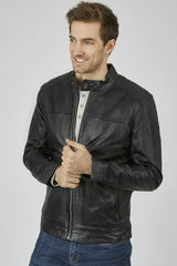Men's Genuine Black Leather Jacket MLJ 55