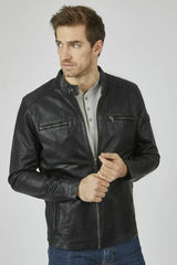 Men's Genuine Black Leather Jacket MLJ 58
