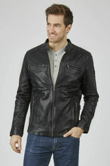 Men's Genuine Black Leather Jacket MLJ 58