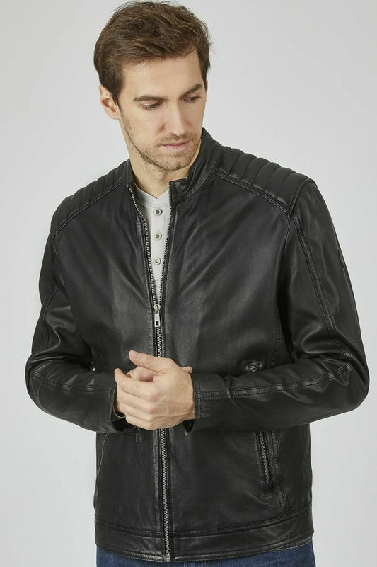 Men's Genuine Black Leather Jacket MLJ 60