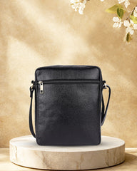 Averro : Genuine Leather Sling Cross Bag Black
