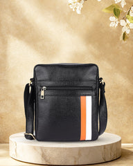 Averro : Genuine Leather Sling Cross Bag Black