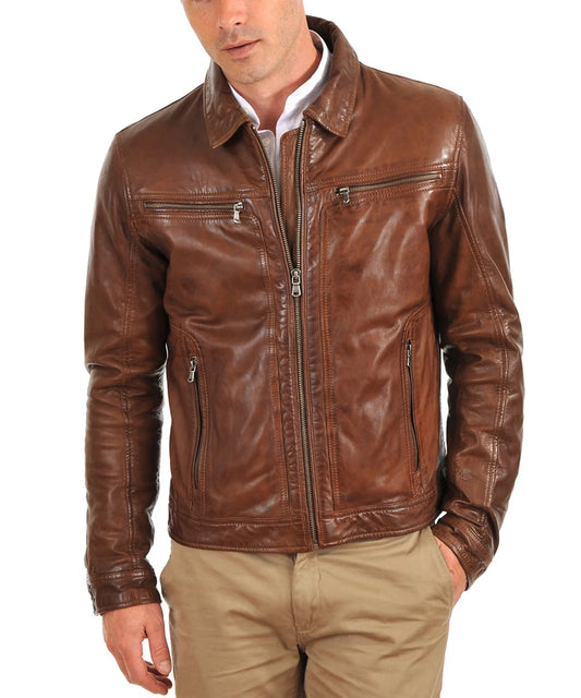 Men's Genuine Leather Jacket MJ 45