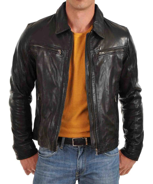 Men's Genuine Leather Jacket MJ 55