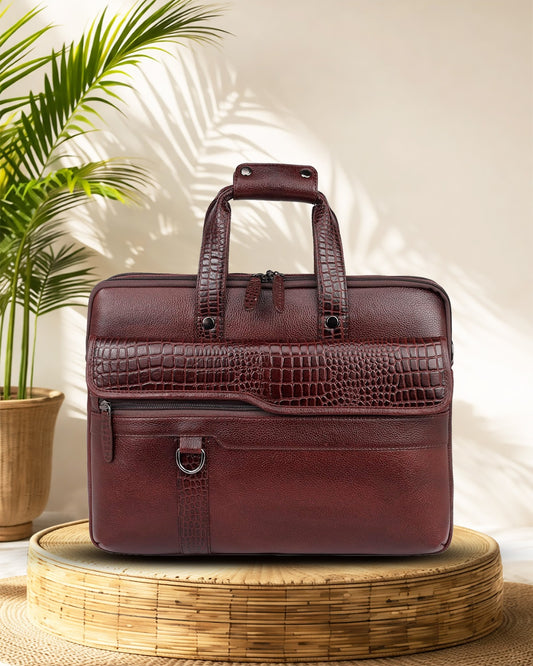 Morvani : Genuine Leather Laptop Office Bag Brown
