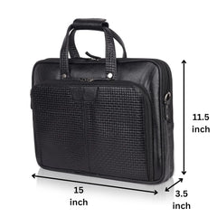 Álvaro : Genuine Leather Laptop Office Bag Black